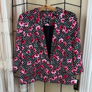 NYCC Black Floral and Polka Dot Blazer Jacket Size L NWT